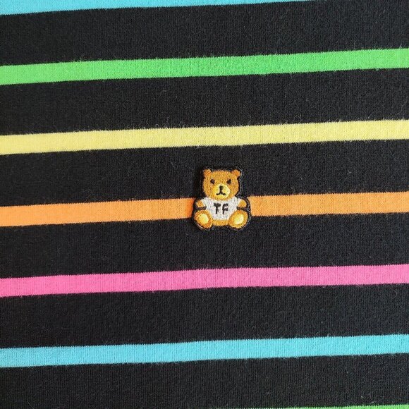 Teddy Fresh Men's Multicolor Striped T-Shirt Crewneck Streetwear Grunge Medium - Picture 11 of 11